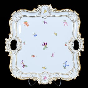 Square Tray, Meissen Blue Crossed Swords Mark