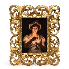 Porcelain Plaque Titled "Candle Girl"