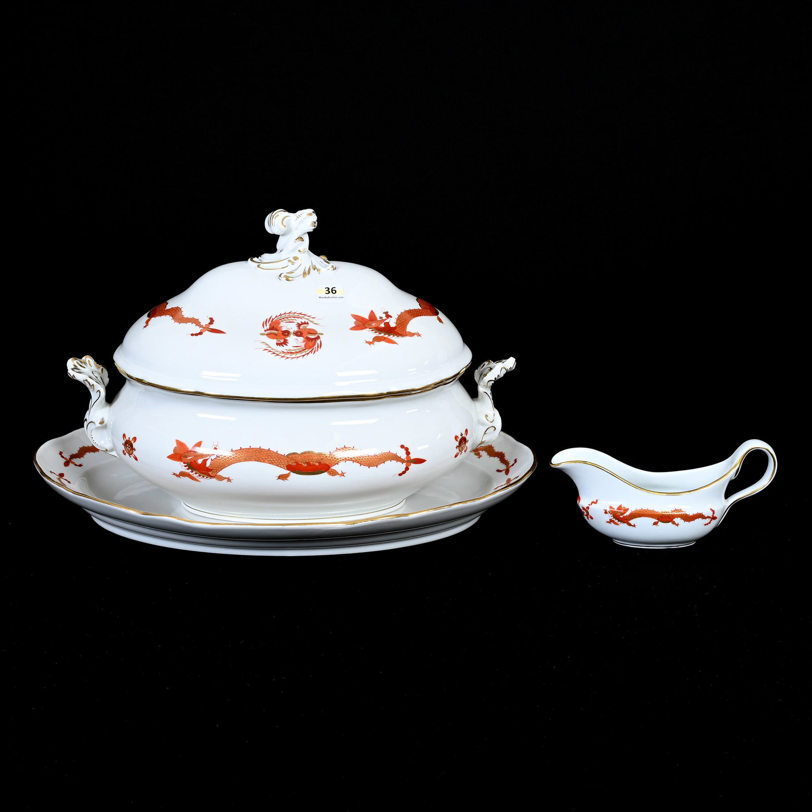 (3) Red Dragon Items, Meissen Blue Crossed Swords (1 of 3)