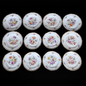 (12) Plates, Meissen Blue Crossed Swords Mark