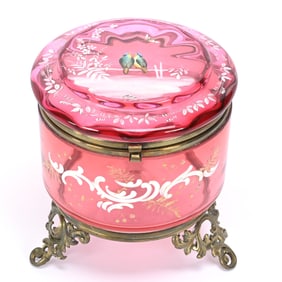 Vanity Box, Cranberry Art Glass