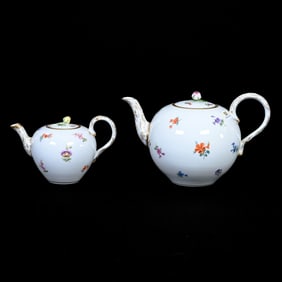 (2) Teapots, Meissen Blue Crossed Swords Mark