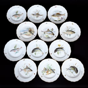 (12) Dinner Plates, Meissen Blue Crossed Swords Mark