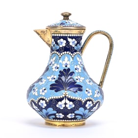 Lidded Pot, Russian Silver And Enamel, 91 Purity