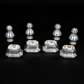 (4) Sets Open Salt & Pepper, English 925 Sterling