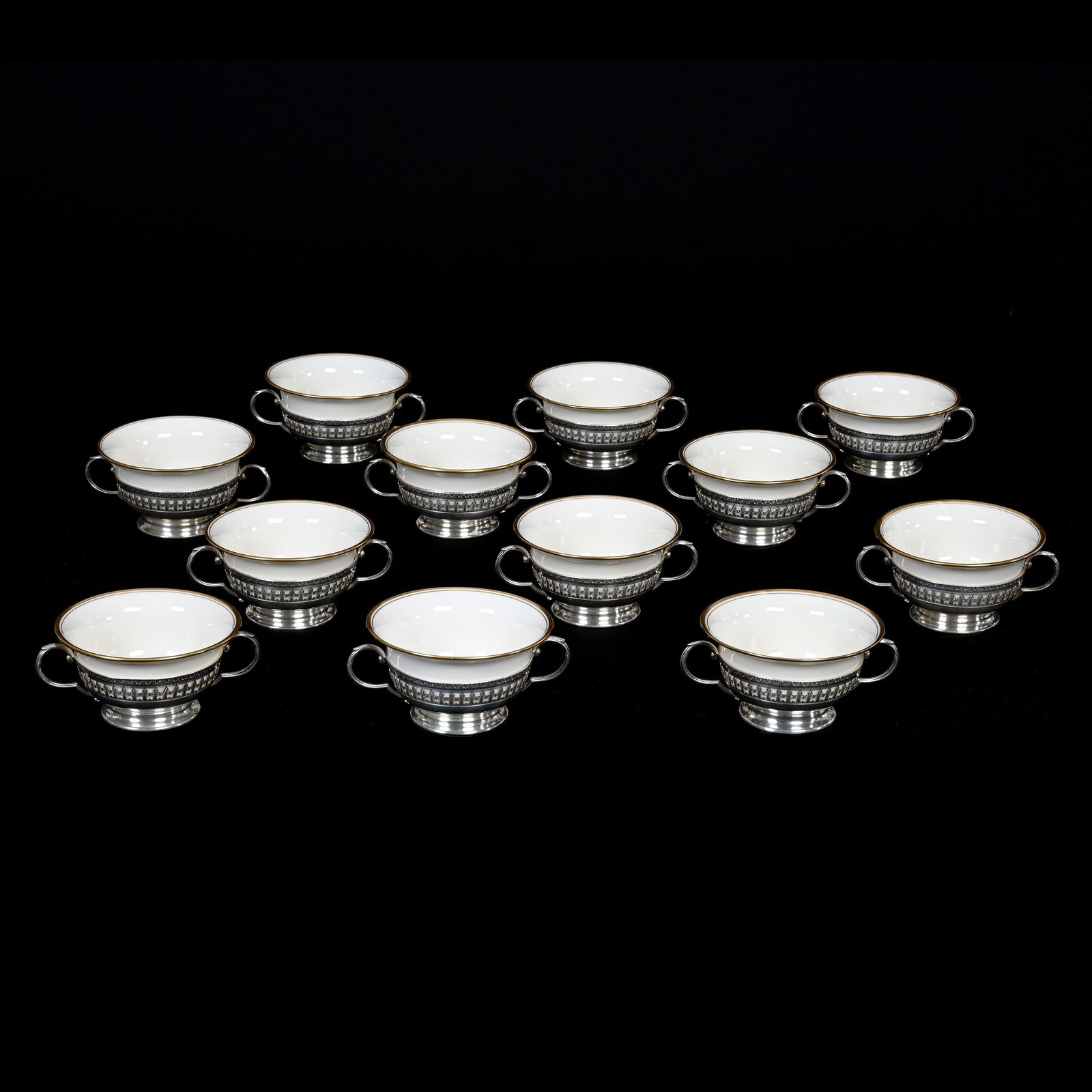 (12) Bouillon Cup Inserts Marked Lenox On Sterling (1 of 4)