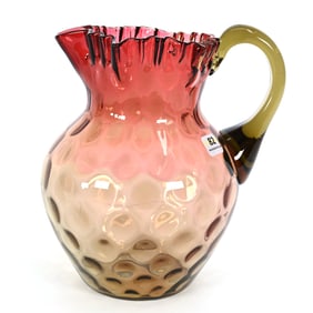 Water Pitcher, Rubina Verde Coinspot Art Glass