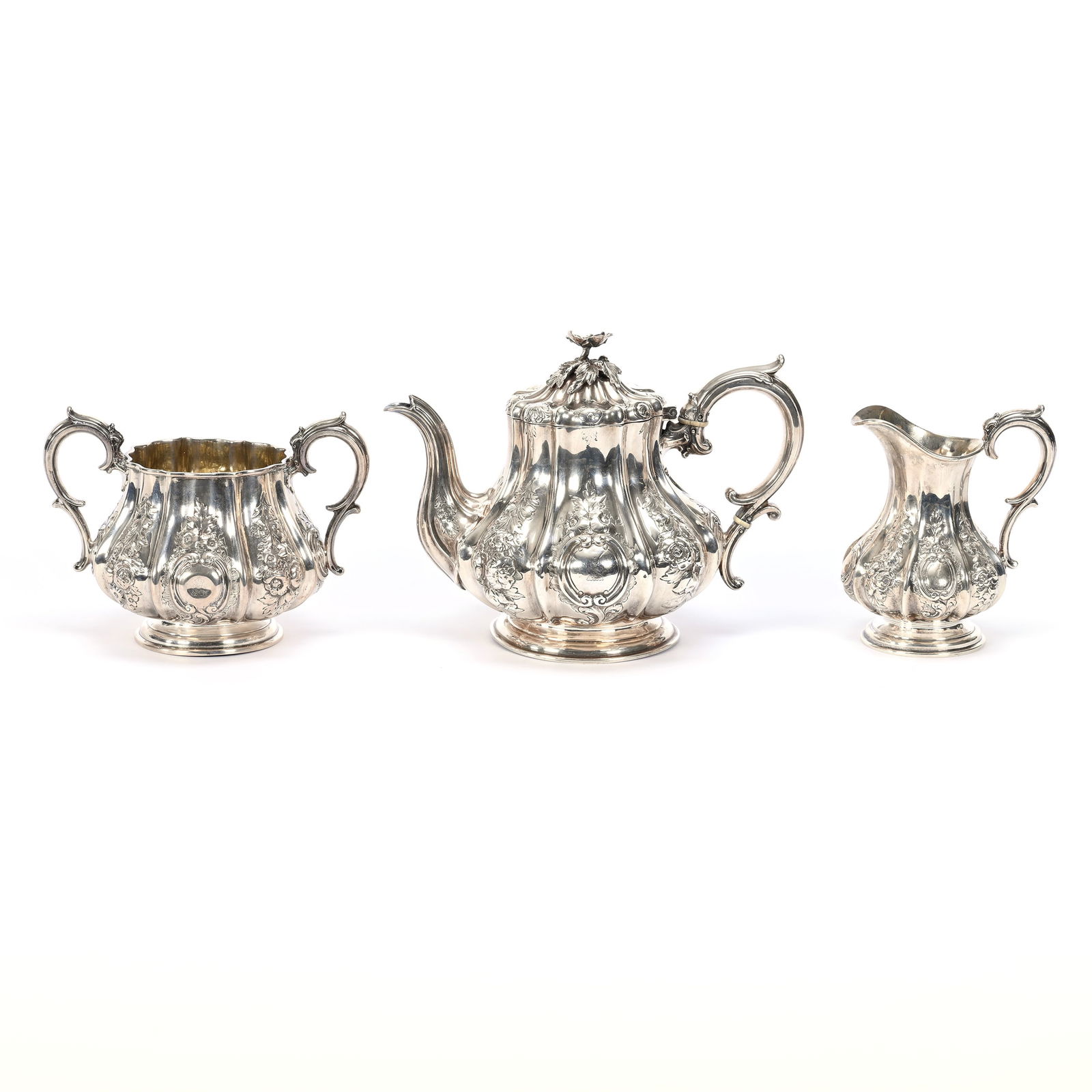 Tea Set, English Sterling Silver, Three Piece Set (1 of 3)