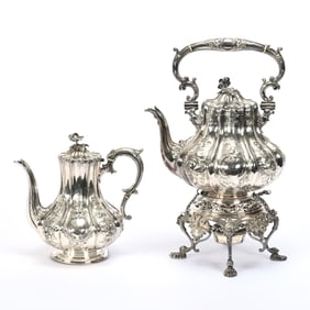 (2) Coffee Pots, English Sheffield Silver Plate