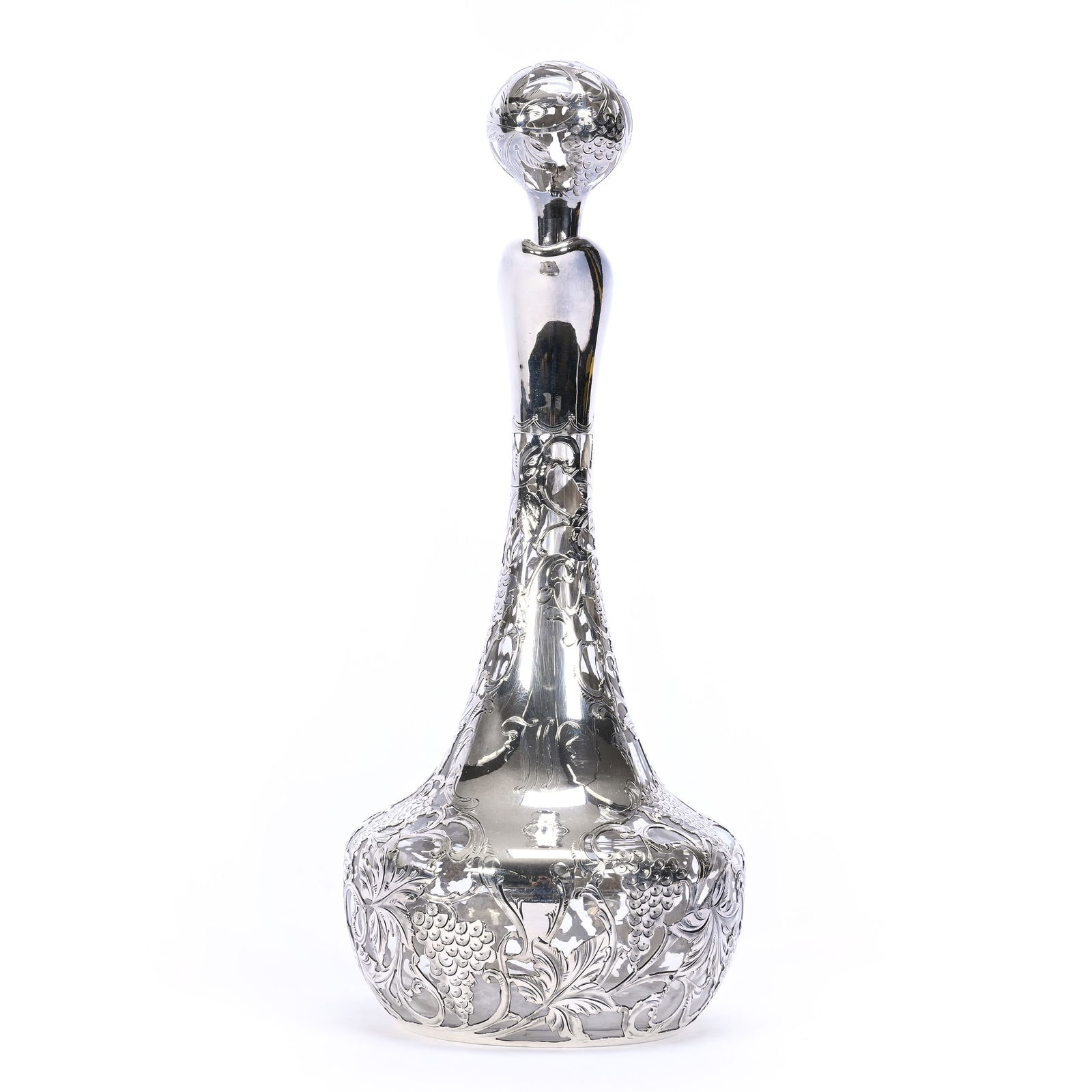 Decanter, Clear Crystal W/Sterling Silver Overlay (1 of 4)