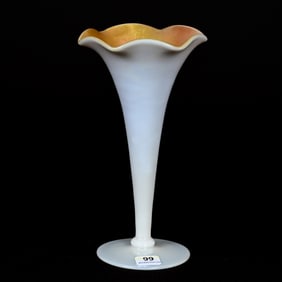 Trumpet Vase, Unmarked Steuben Gold Calcite