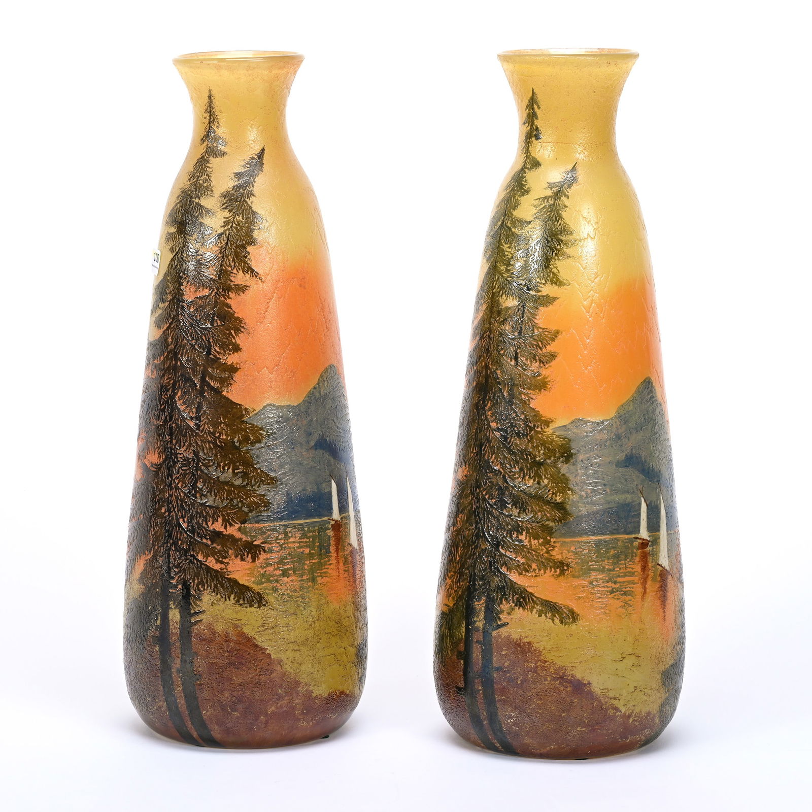 Pair Vases Signed Le Gras French Cameo Art Glass (1 of 5)