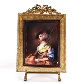 French Enamel On Copper Portrait, Incredible