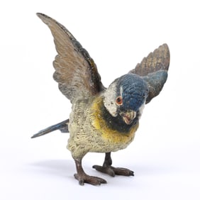 Bronze Figure, Cold Painted, Young Bluebird