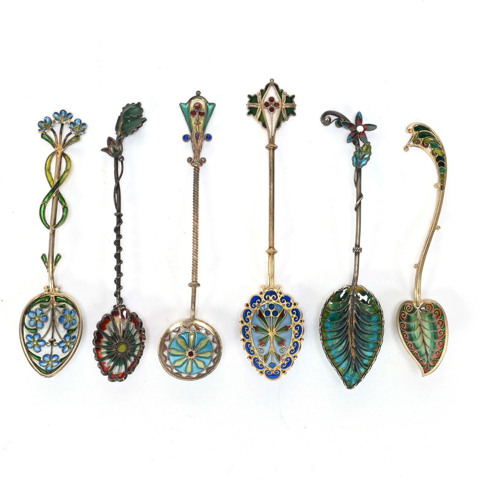 (6) Spoons, Sterling & Plique A Jour (1 of 2)