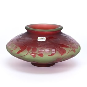 Squat Vase Signed D'Argental French Cameo Art Glass