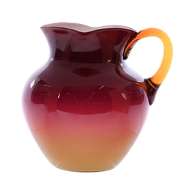 Pitcher, Wheeling Peachblow Art Glass