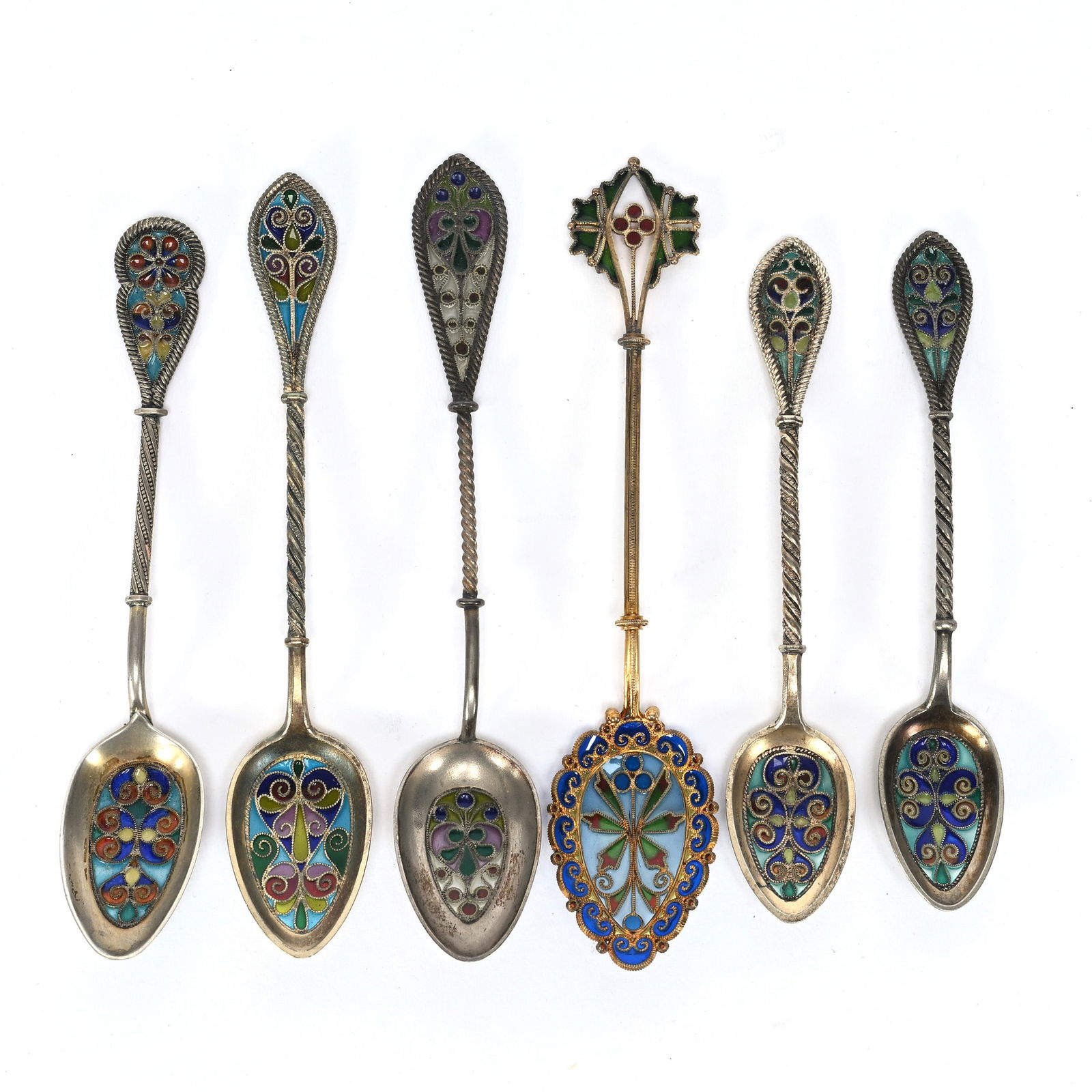 (6) Spoons, Sterling & Plique A Jour (1 of 2)