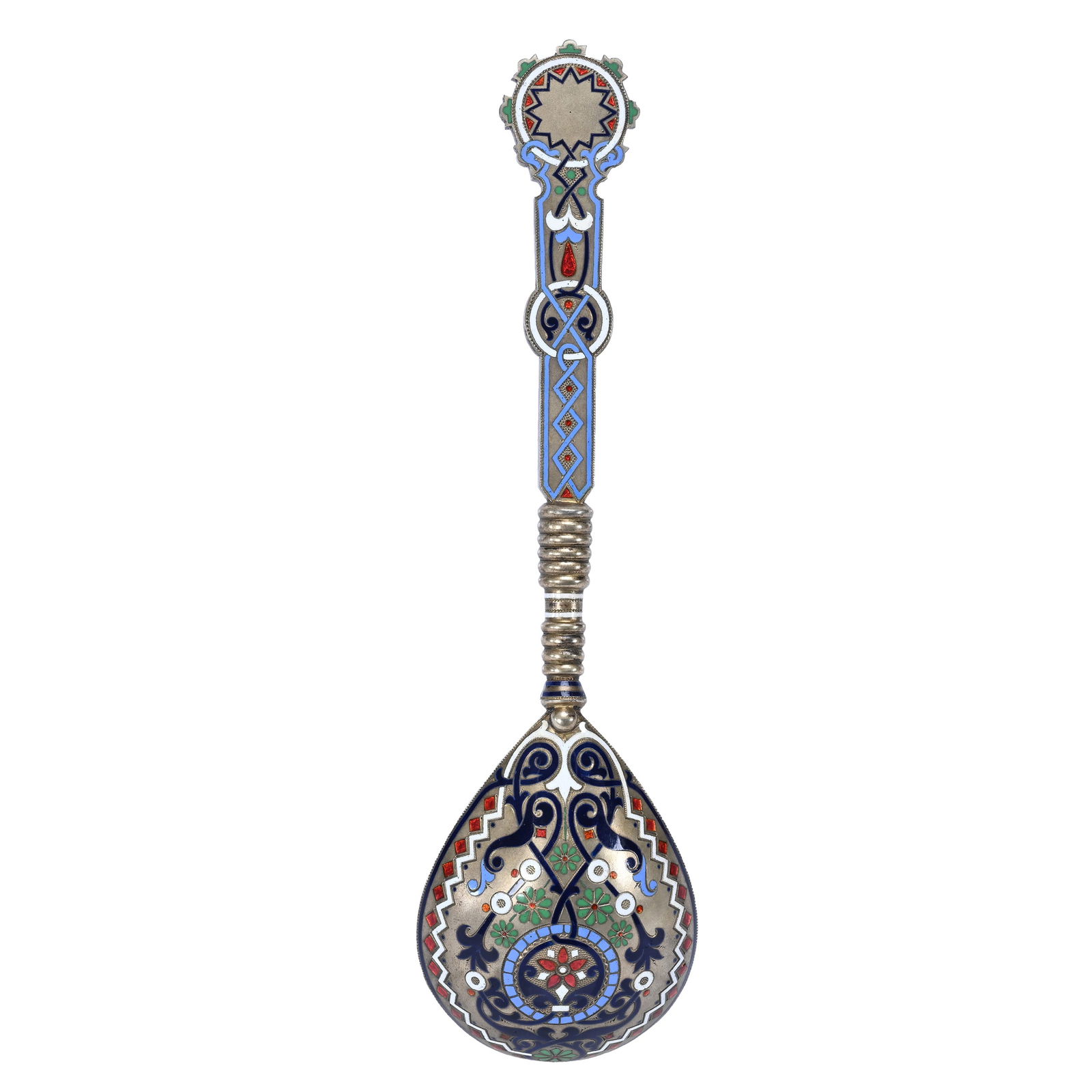 Serving Spoon, Russian 880 Purity Silver & Enamel (1 of 3)