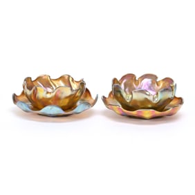 Pair Finger Bowls/Underplates Signed LCT