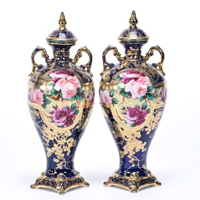 Pair Covered Urns Marked Nippon