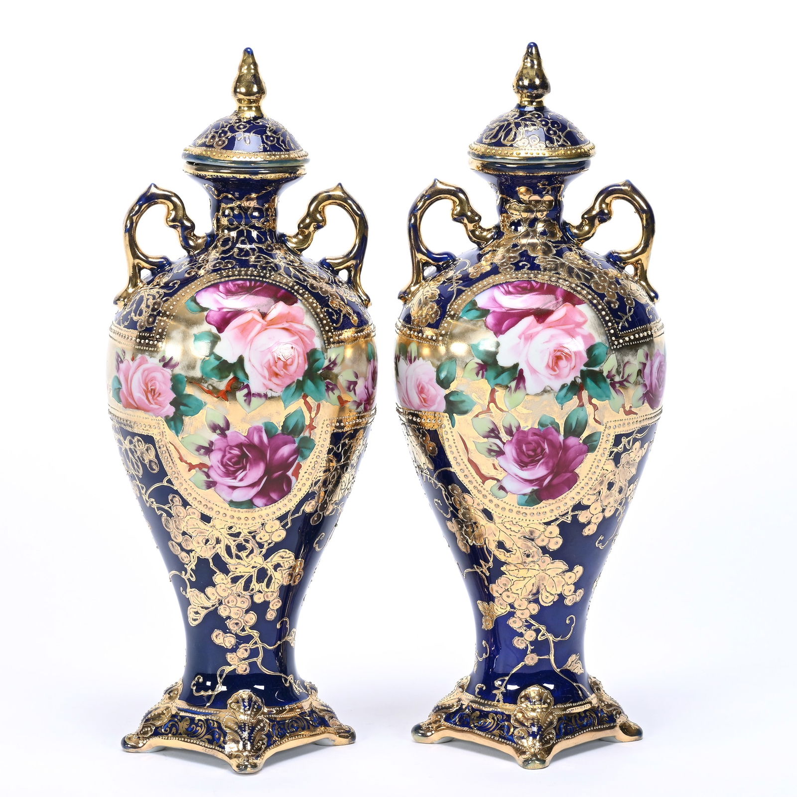 Pair Covered Urns Marked Nippon (1 of 3)