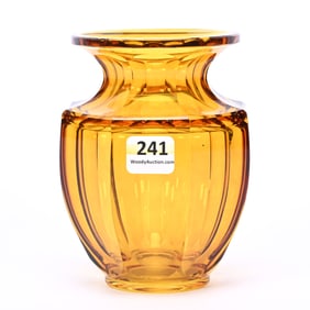 Vase, Cased Amber Art Glass Attributed To Moser