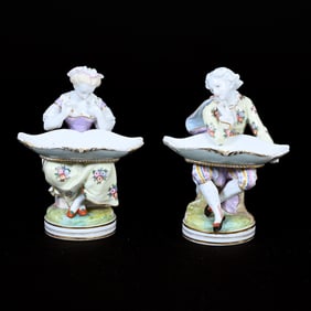 Pair Figurines, Meissen Blue Crossed Swords Marks