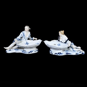 Two Figurines, Meissen Blue Crossed Swords Mark