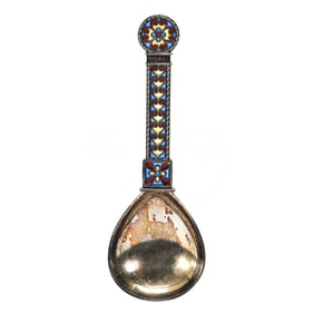 Serving Spoon, Plique A Jour & 950 Sterling