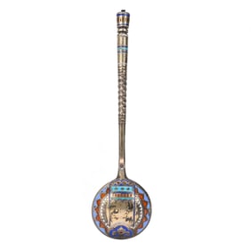 Teaspoon, Russian Silver & Enamel Marked 88