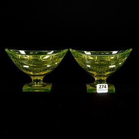 Pair Pedestal Master Salt Dips, Solid Vaseline