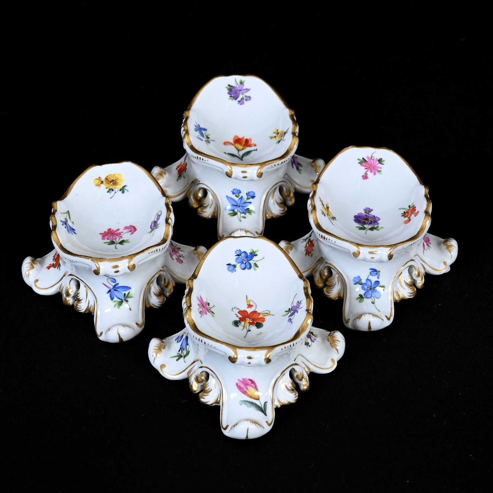 (4) Individual Salt Dips, Meissen Blue Crossed Swords (1 of 3)