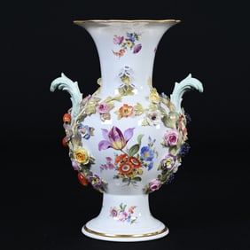 Pedestal Vase, Meissen Blue Crossed Swords Mark
