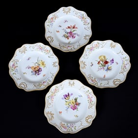 (4) Plates/Bowls, Meissen Blue Crossed Swords Mark