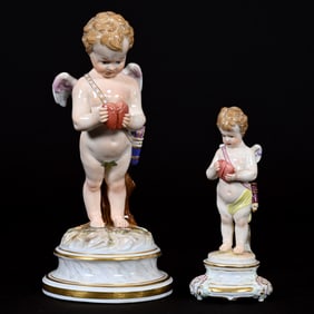 Pair Figurines, Meissen Blue Crossed Swords Mark