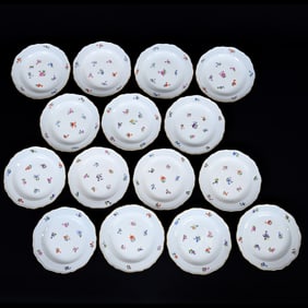 (15) Plates, Meissen Blue Crossed Swords Mark