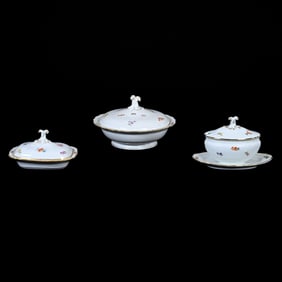 (3) Covered Dishes, Meissen Blue Crossed Swords Mark