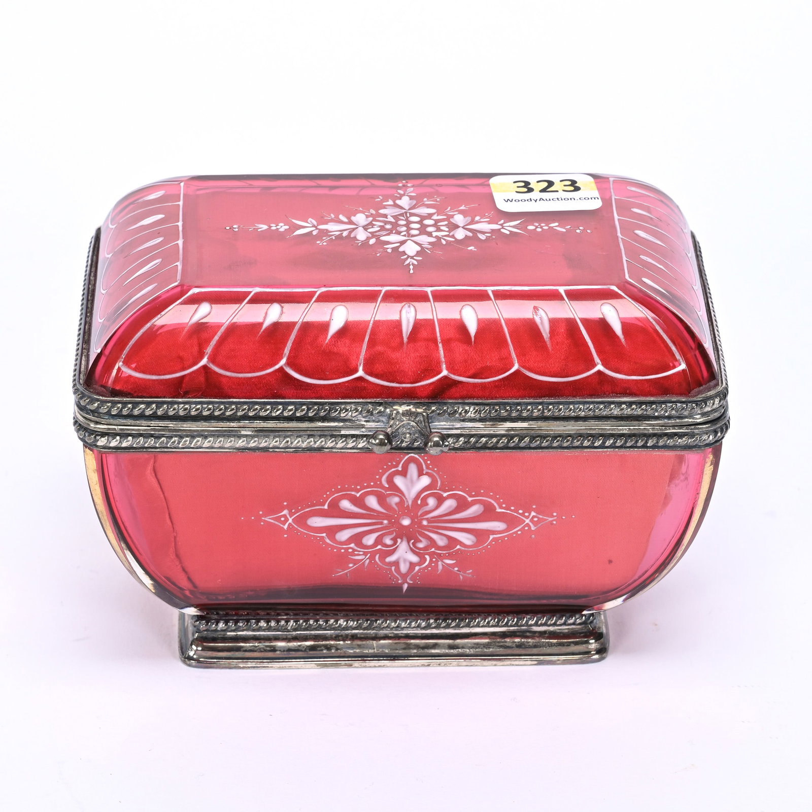 Jewel Casket, Cased Cranberry Art Glass (1 of 4)
