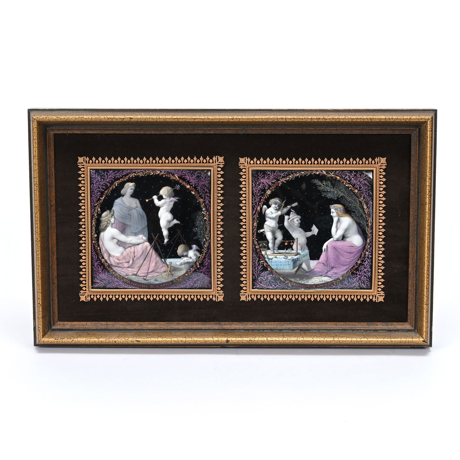 (2) French Enamel Plaques In Frame (1 of 4)