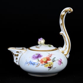 Miniature Tea Pot, Meissen Blue Crossed Swords Mark