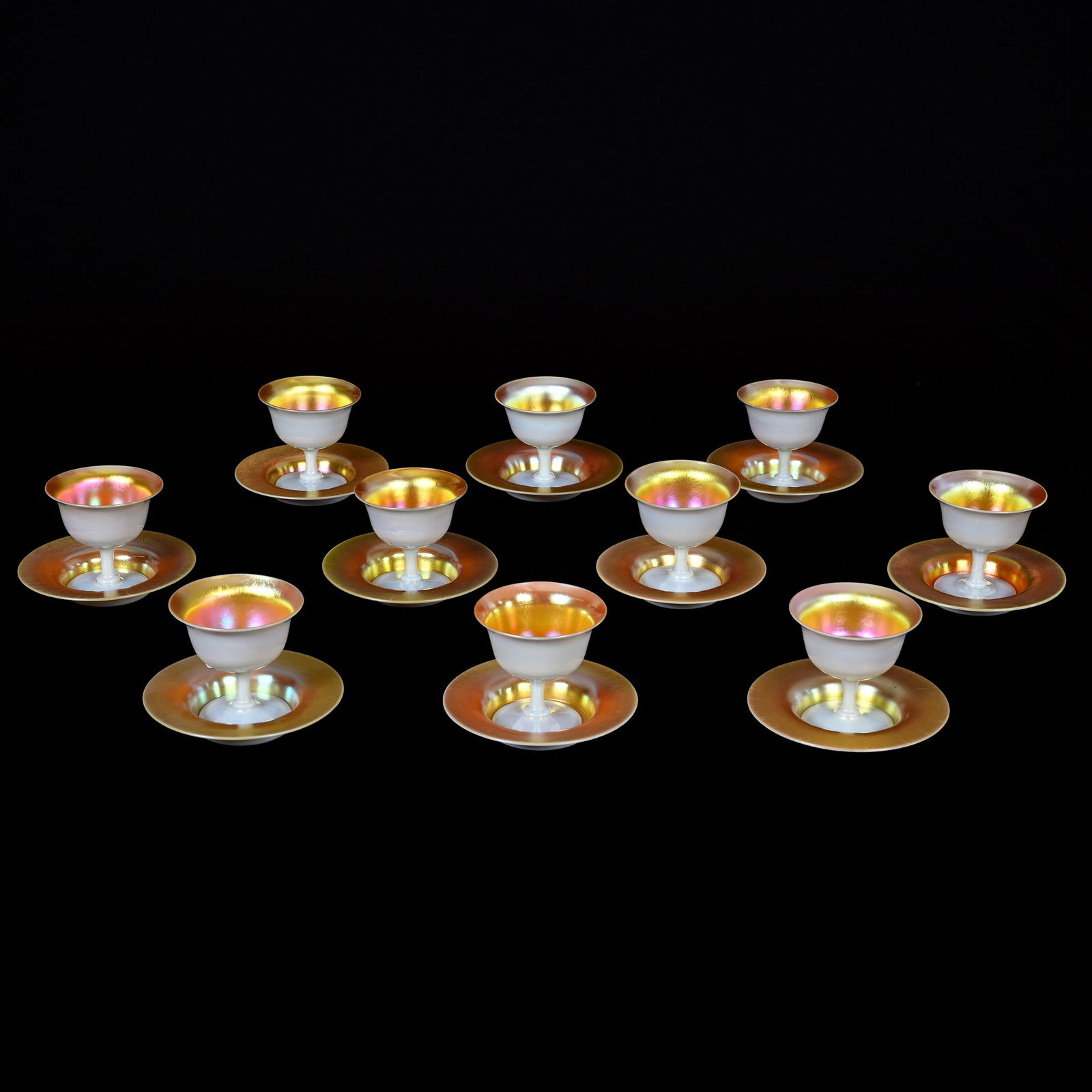 (10) Sherbets/Underplates, Unmarked Steuben Gold Calcite (1 of 3)