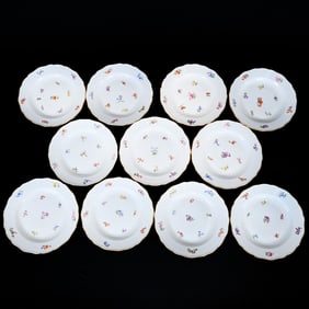 (11) Plates, Meissen Blue Crossed Swords Mark