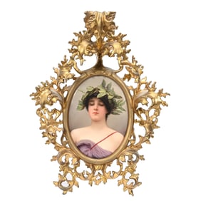 Oval KPM Porcelain Plaque, Artist Signed Wagner