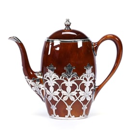 Tea Pot Marked Lenox, Sterling Overlay