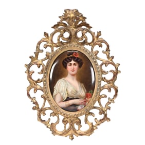 Oval Porcelain Plaque, Portrait Of Flora