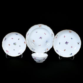 (4) Bowls, Meissen Blue Crossed Swords Mark