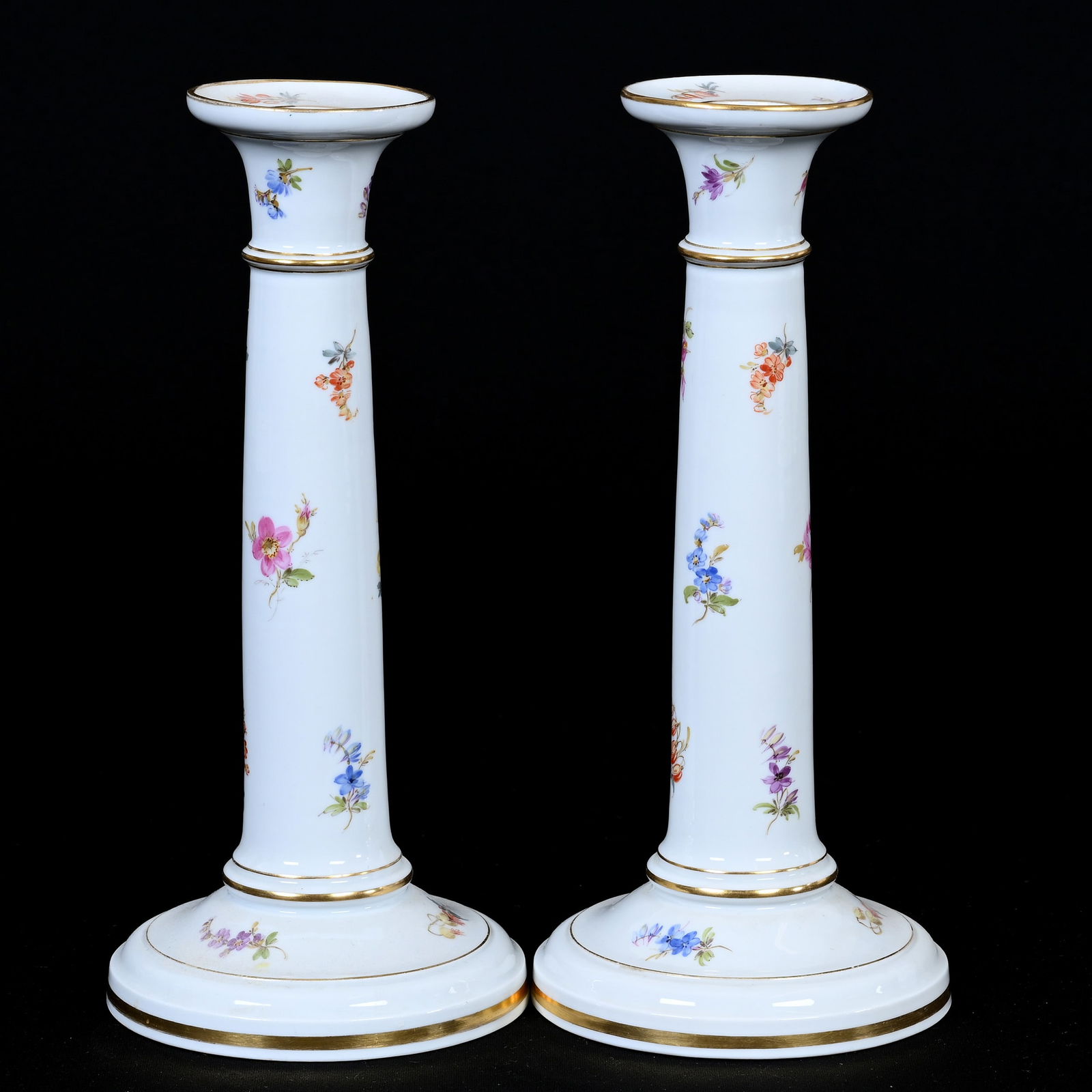 Pair Candlesticks, Meissen Blue Crossed Swords Mark (1 of 4)