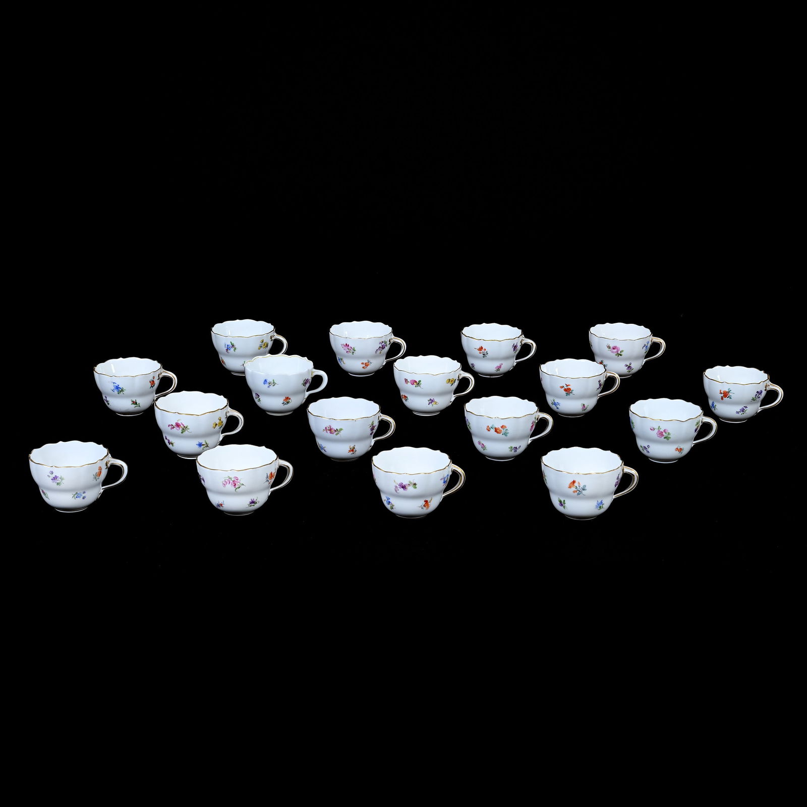 (17) Cups, Meissen Blue Crossed Swords Mark (1 of 3)