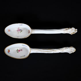 Pair Ladles, Meissen Blue Crossed Swords Mark